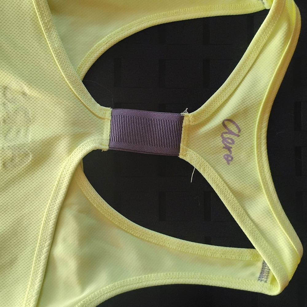 Aeropostale Neon Yellow Racerback Tank Top with Gray Strap Detail